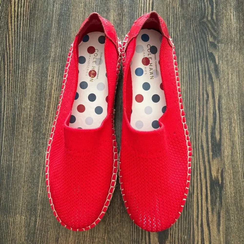 Cole Haan Red Cloudfeel Stitchlite Espadrille Slip-Ons Women’s Sz 7.5